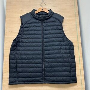 M&S Mens Puffer Vest Black Quilted Lightweight Full Zip Mock Neck 2XL 24866613